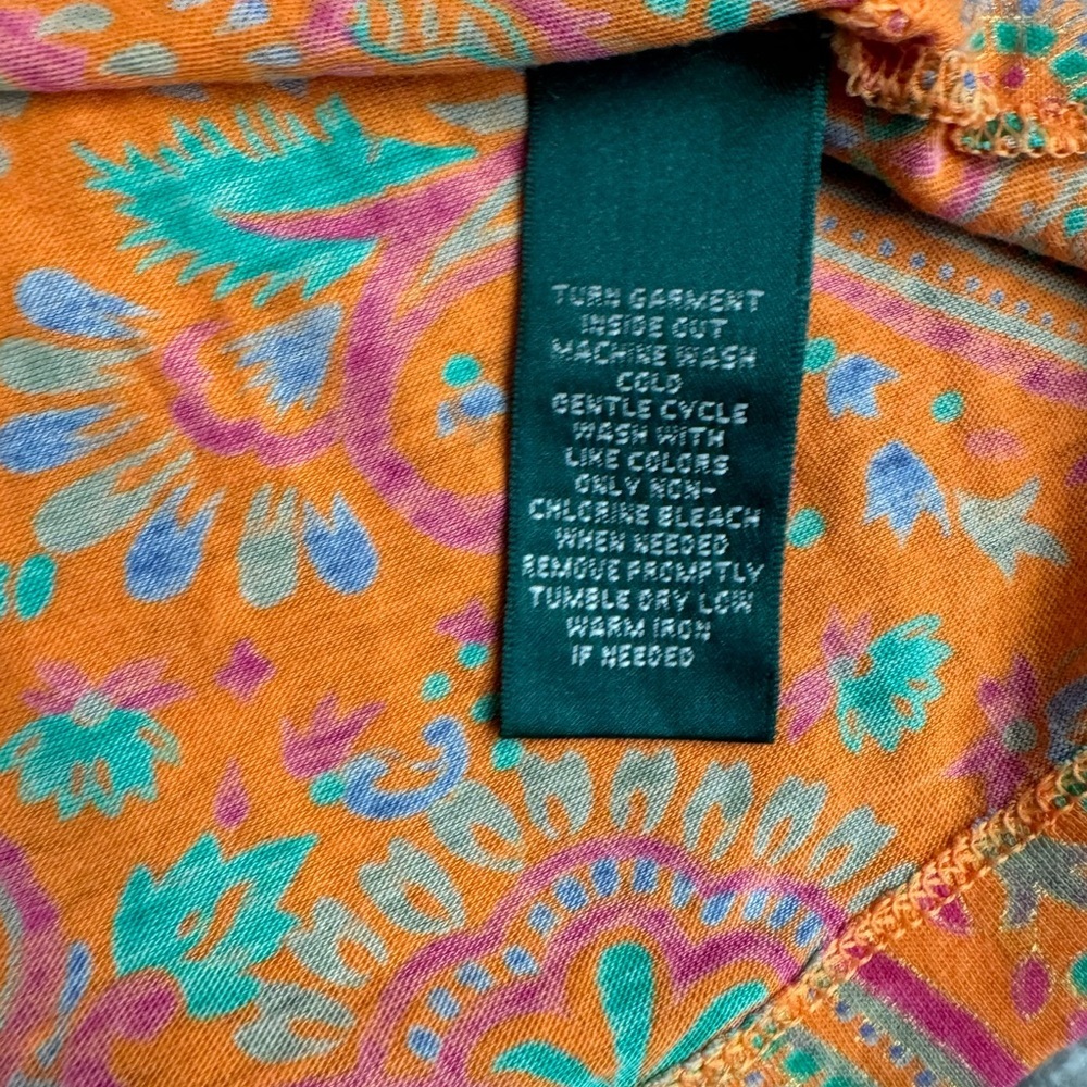 Lauren Ralph Lauren Orange Paisley Short Sleeve Blouse, S - Picture 7 of 7